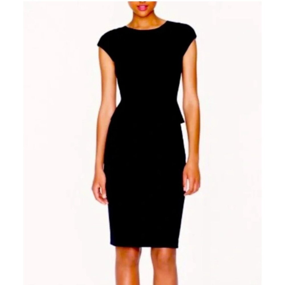 J Crew Dress 8 Black Short Sleeve Stretch Wool Classic Career Church